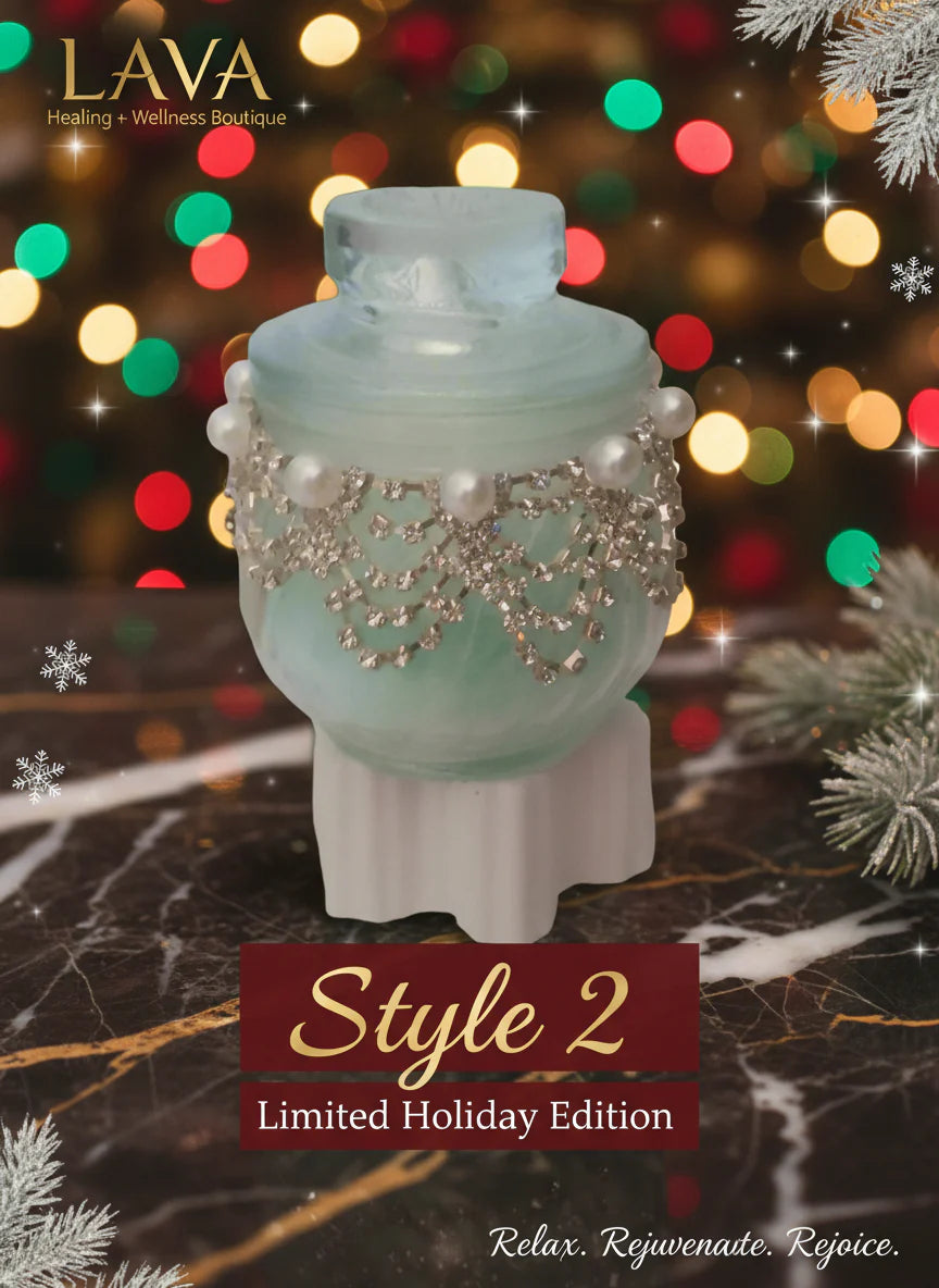 Decorative Jar with festive lights and Christmas decorations